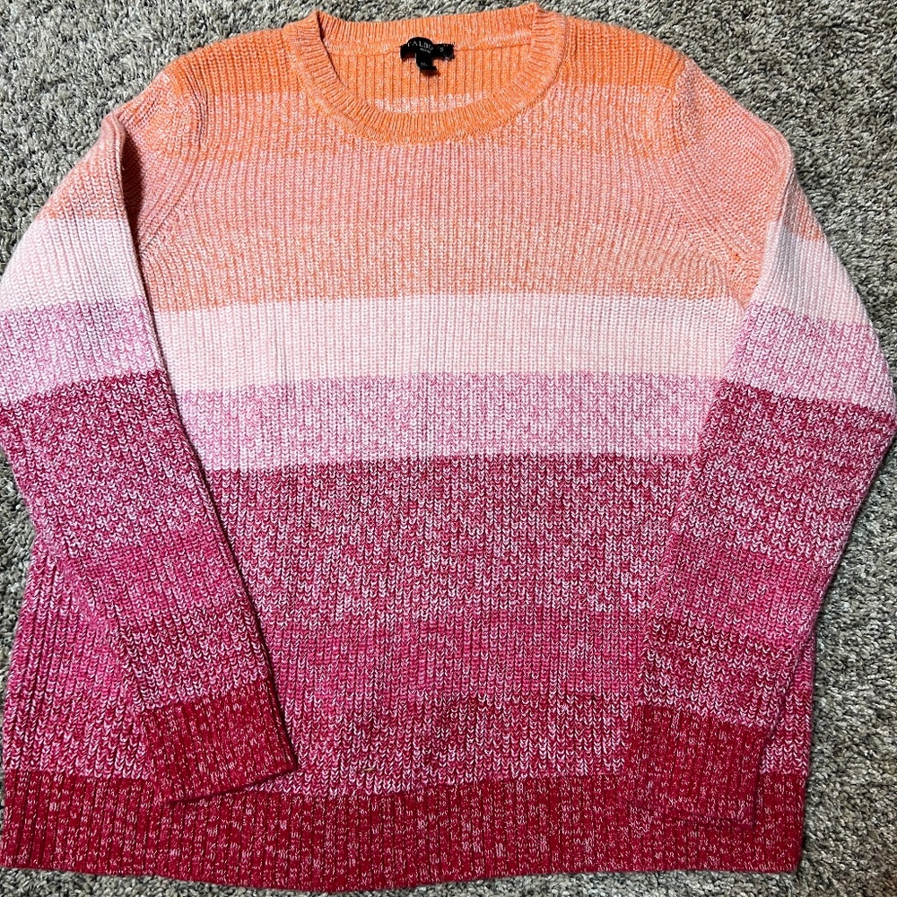 TALBOTS MULTICOLOR COTTON SHAKER SWEATER